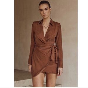 DISSH NWT Sasha Tan Wrap Mini Dress